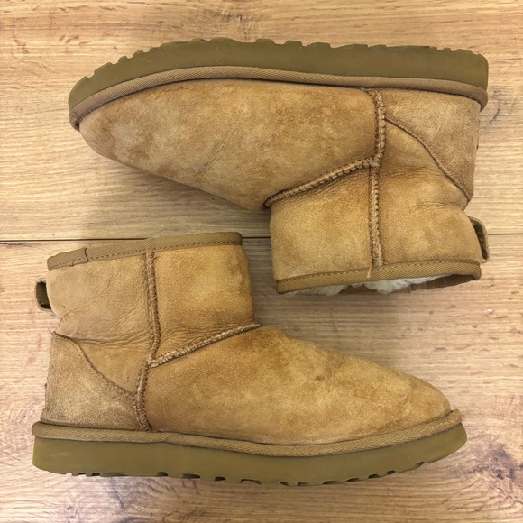 UGG Classic Mini II Ankle Boot Chestnut Tan Women Size 8 Suede Sheepskin Casual - Picture 7 of 11